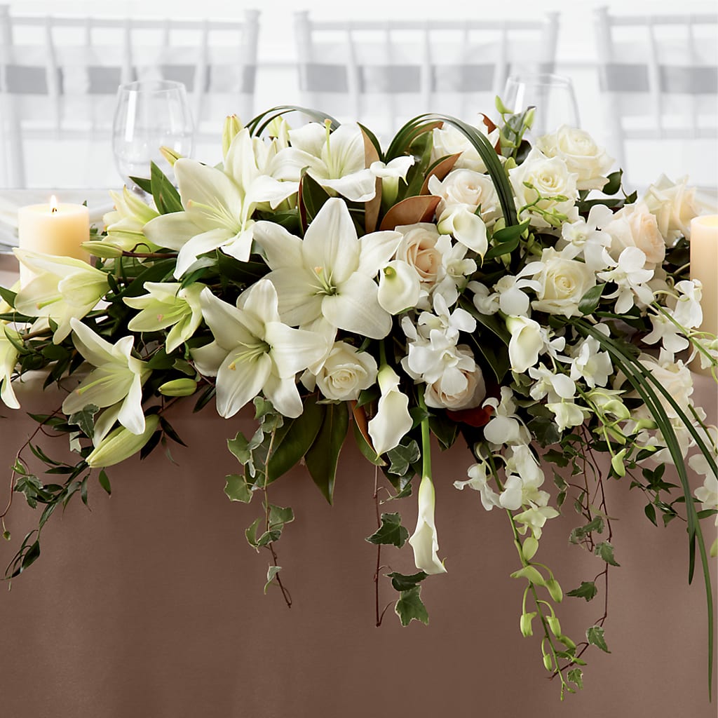 White Linen Arrangement – Village Flower Shop, Kelowna BC