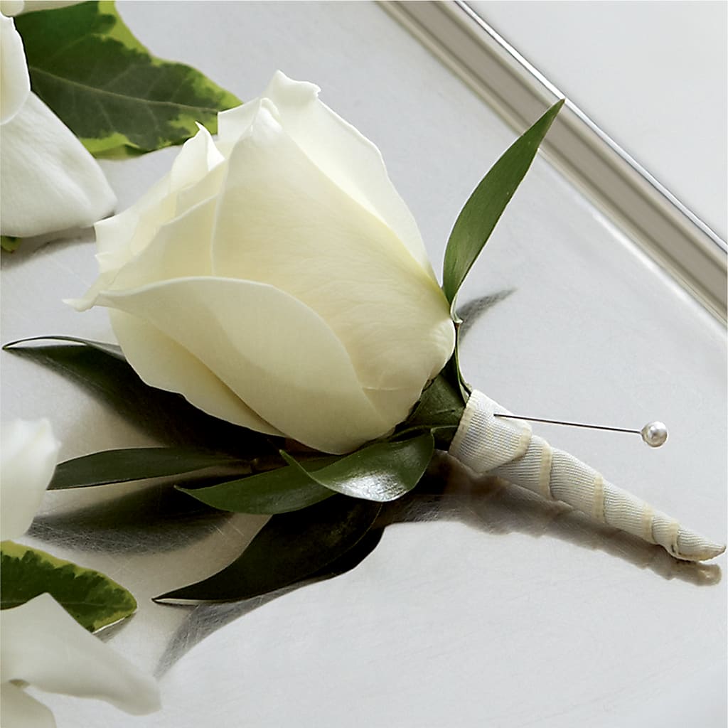 White Rose Boutonniere – Village Flower Shop, Kelowna BC